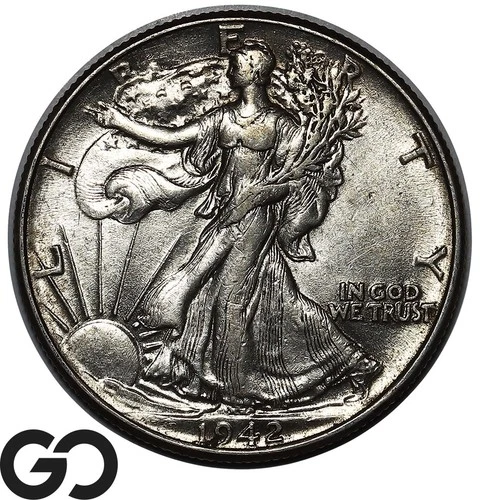 1942 Walking Liberty Half Dollar, Choice AU