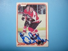 1981/82 O-PEE-CHEE NHL HOCKEY CARD #247 BILL BARBER IA VG AUTO AUTOGRAPH OPC