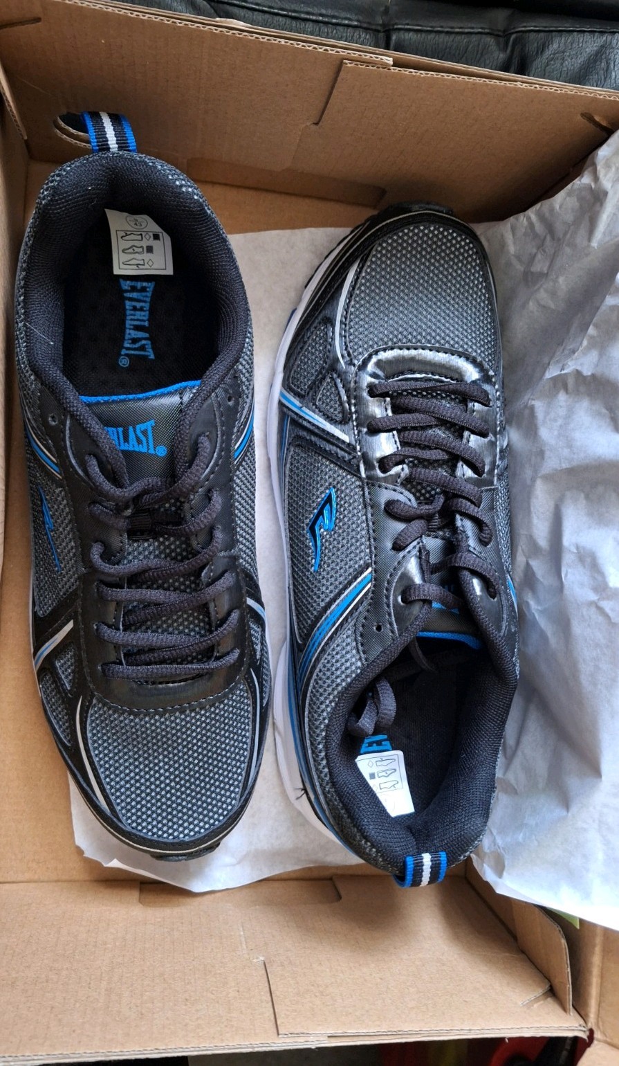 NEW Everlast Running Shoes Mens 9 Black/Blue Trainers, Sneakers, Jog RRP £79.99