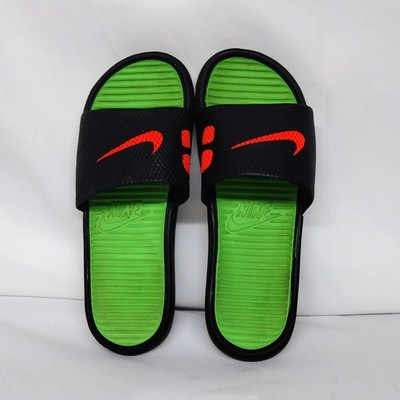 Nike Benassi Solarsoft Men's Slides Sandal Size 7 Black Neo Lime Rare Pre-owned 