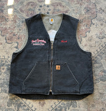 Vintage Carhartt Vest Sherpa Lined Men's XL Full Zip Stone Wash Black V26 BLK