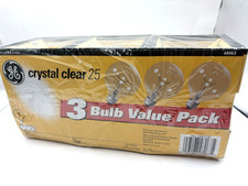 3-Pack GE BULBS 25-WATT- NOT LED Crystal Clear LIGHT BULB Incandescent 1500 HRS