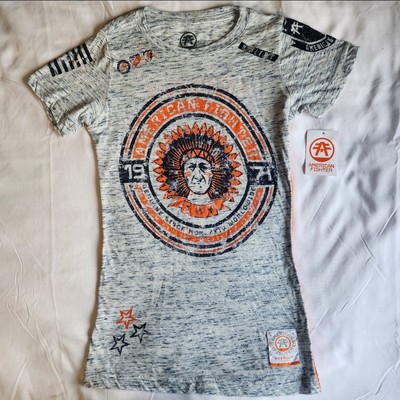 American Fighter By Affliction Saginaw Valley Women's L Grey Graphic T-Shirt MMA