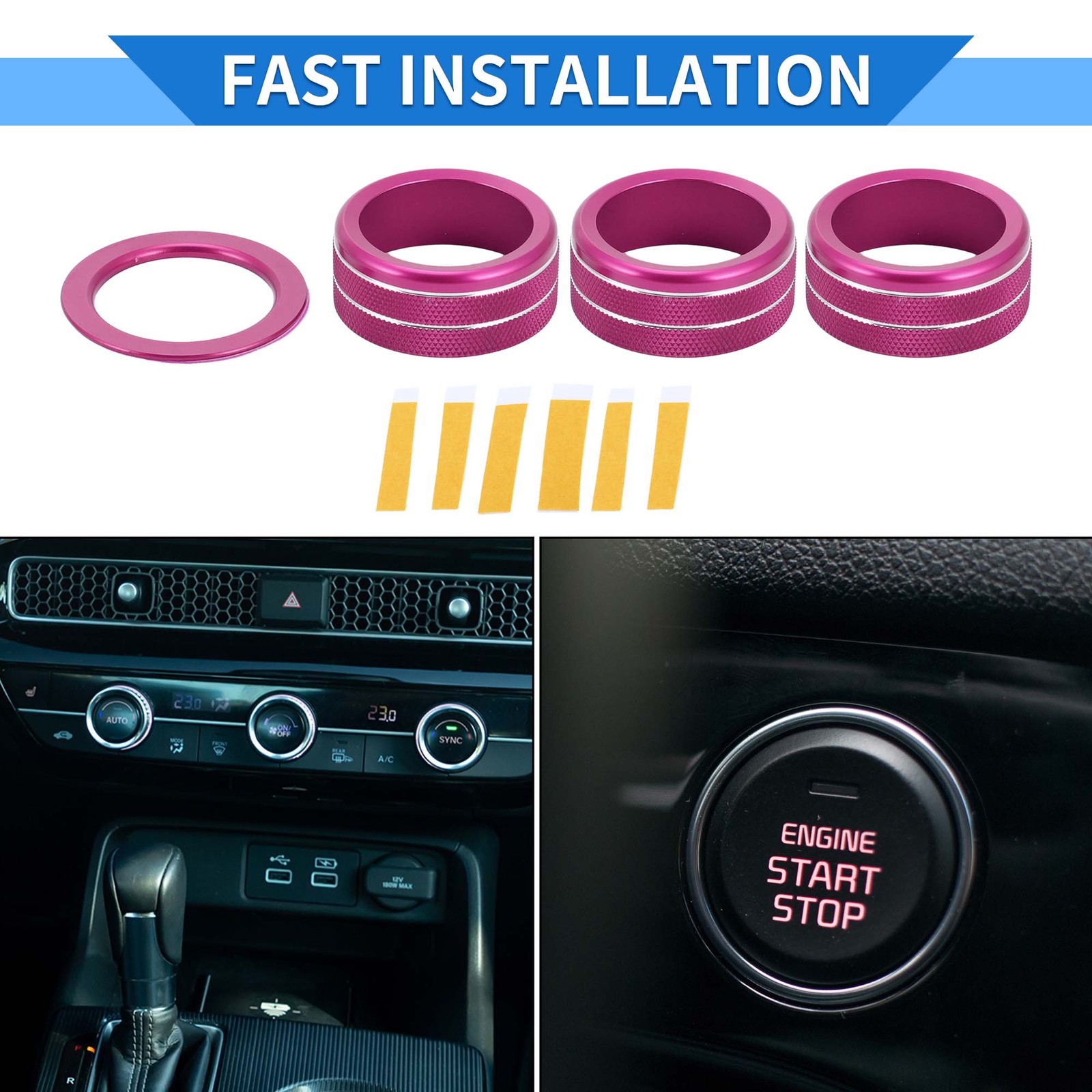 Engine Starter Switch Knob Cover for Honda Civic 22-24 4pcs