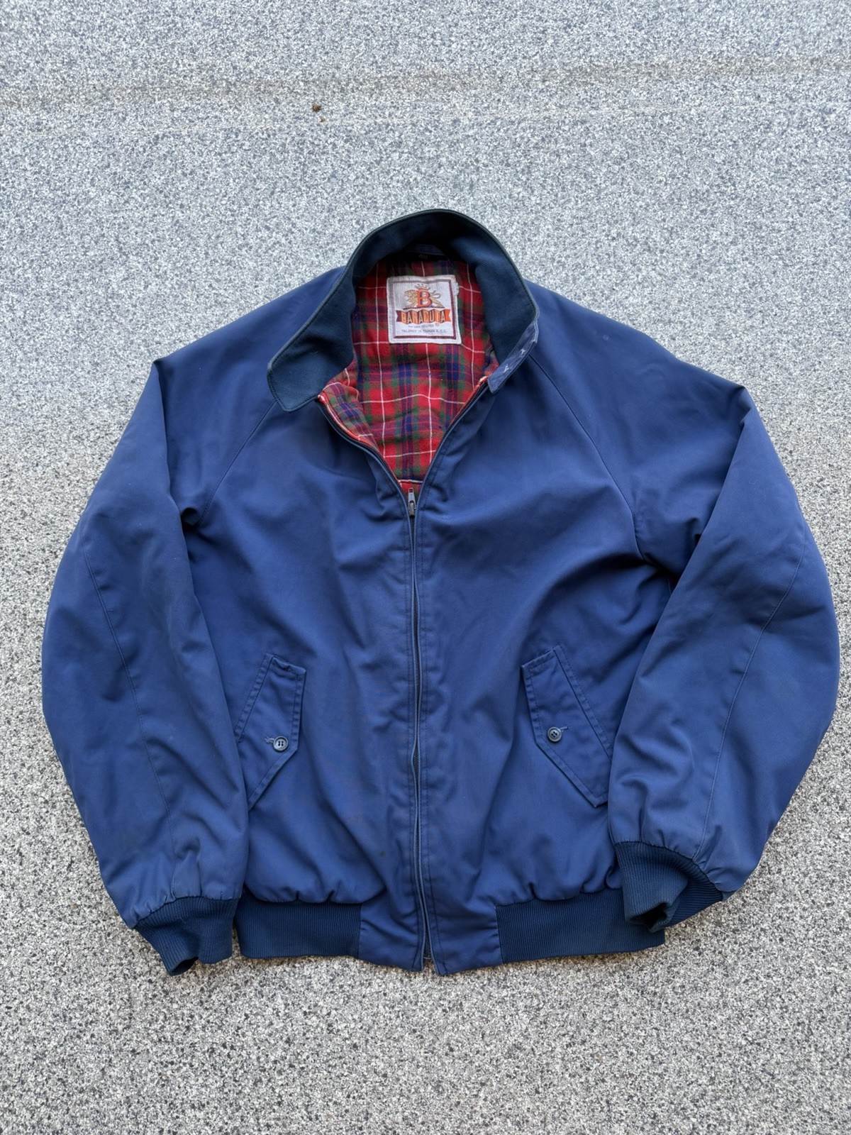 Vintage Baracuta by Van Heusen Jacket Mens 40L Navy Harrington Tartan Lined 90s