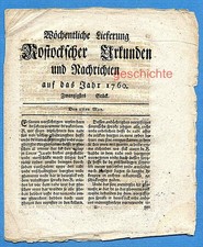 Mecklenburg, Rostocksche Zeitung, Urkunden und Nachrichten, 20. St&uuml;ck, um 1760 !