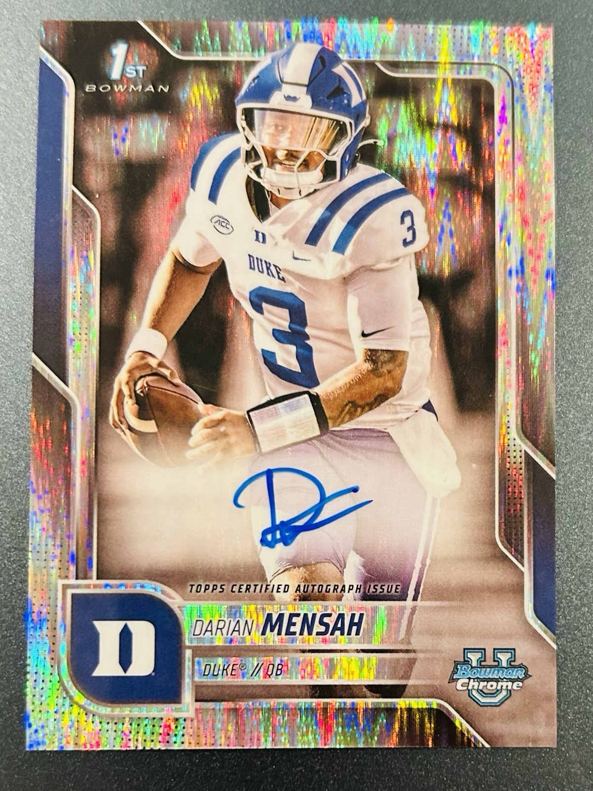 2025 Bowman Chrome U Darian Mensah 1st Bowman Stealth On-Card Auto Duke