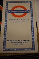 1964 London Transport Underground Tube Map Diagram of Lines