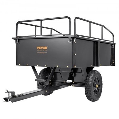 Heavy Duty ATV Trailer Steel Dump Cart, 750-Pound 15 Cubic Feet, Garden Utility