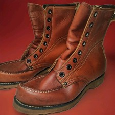 Vintage Hi-Pals Men's Cognac Brown Moc Toe Logger Work Boot Oil Resistant Lug...