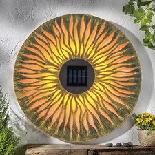 Mason & Jones Solar Powered Metal Sun Wall Art With 10 Warm White LEDs 38cm