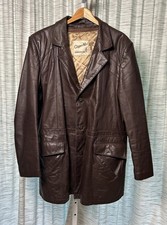 VTG 60's 70's Clipper Mist Brown 100 Genuine Leather Jacket Men's 46L Groovy