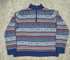 Vineyard Vines 1/4 Quarter Zip Sweater Mens Large Fair Isle Merino Wool Alpaca