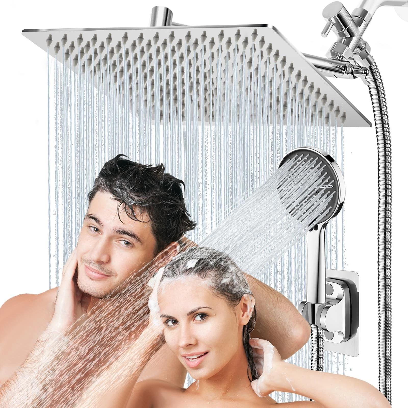 12 Inch Rain Shower Head,High Pressure Rainfall & Handheld Shower Combo - Dua...