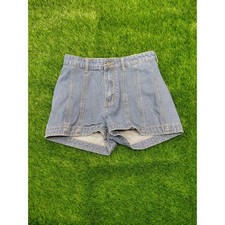 SHEIN Denim Shorts High Waisted Seam Front Size 30 Light Blue Womens Cotton