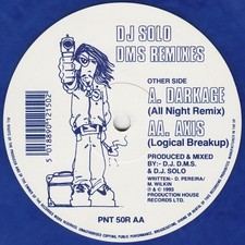 DJ Solo -Darkage DMS Remixes 10? Blue Vinyl Jungle Drum&Bass Hardcore 1993 VG+