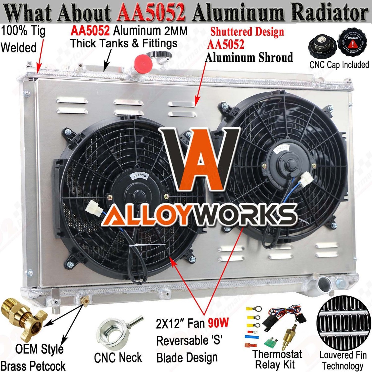 トーソーのＦＮ552 3 Row Radiator Shroud Fan For 96-01 TOYOTA MARK II Chaser JZX100