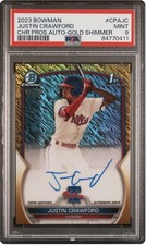 2023 Bowman Chrome Prospect Auto Justin Crawford Gold Shimmer  /50 PSA 9