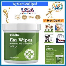 Dog Ear Cleaner Wipes - Otic Ear Flush for Dogs, Aloe Eucalyptus, 100 Count