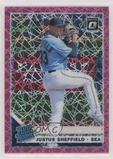 2019 Donruss Optic Pink Velocity Prizm /199 Justus Sheffield #42 Rookie RC 8k4
