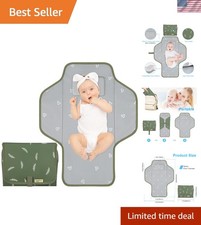 Sage Green Travel Changing Pad with Built-in Pillow - Perfect for New Moms