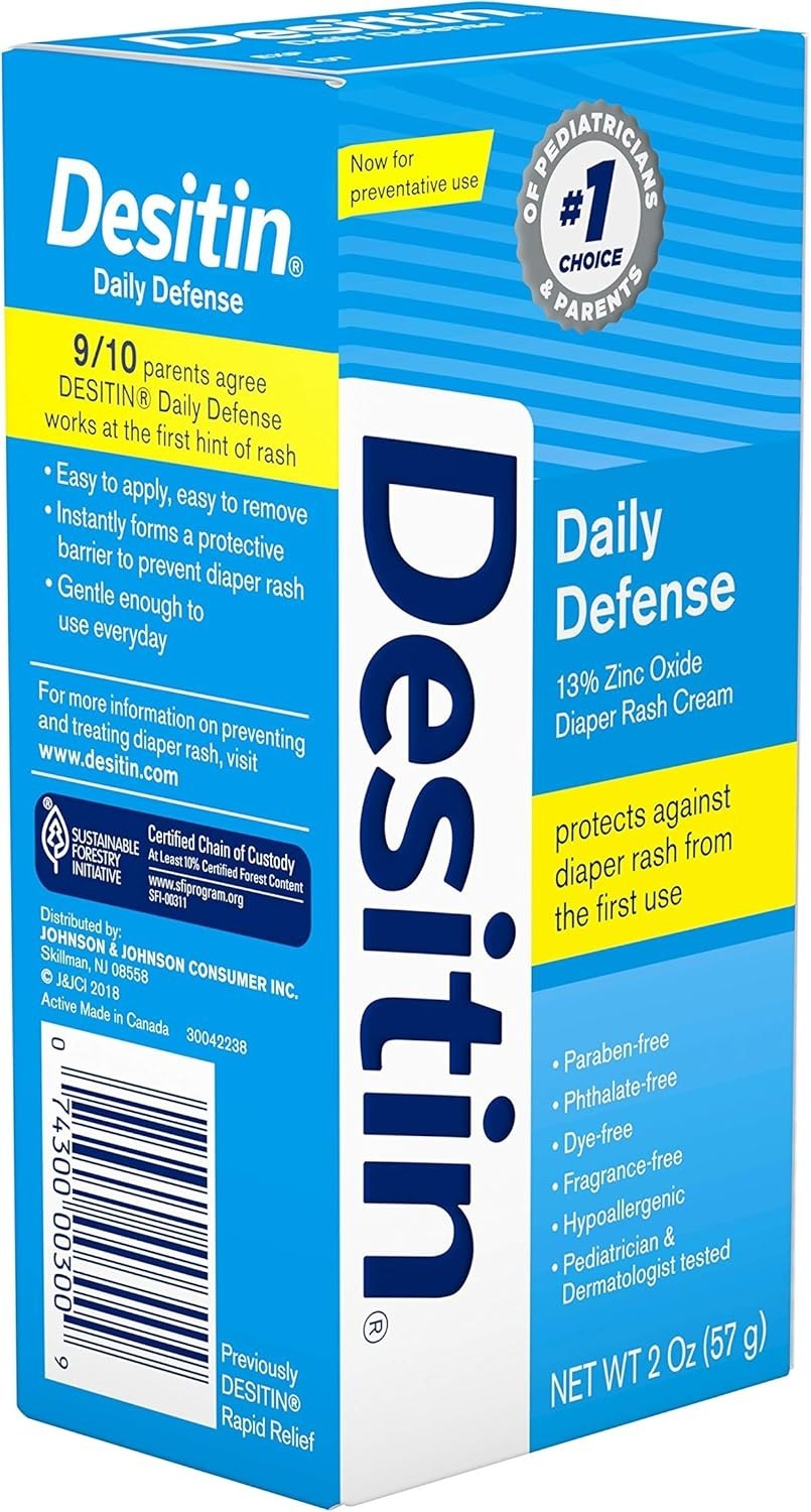 Travel-Sized Desitin Diaper Rash Cream, 2 oz - Treat & Prevent with Zinc Oxide