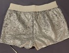 TRUE RELIGION WOMENS SEQUIN RUNNER SHORTS PALE AGAVE SILVER SHORTS SIZE L NEW — photo 9