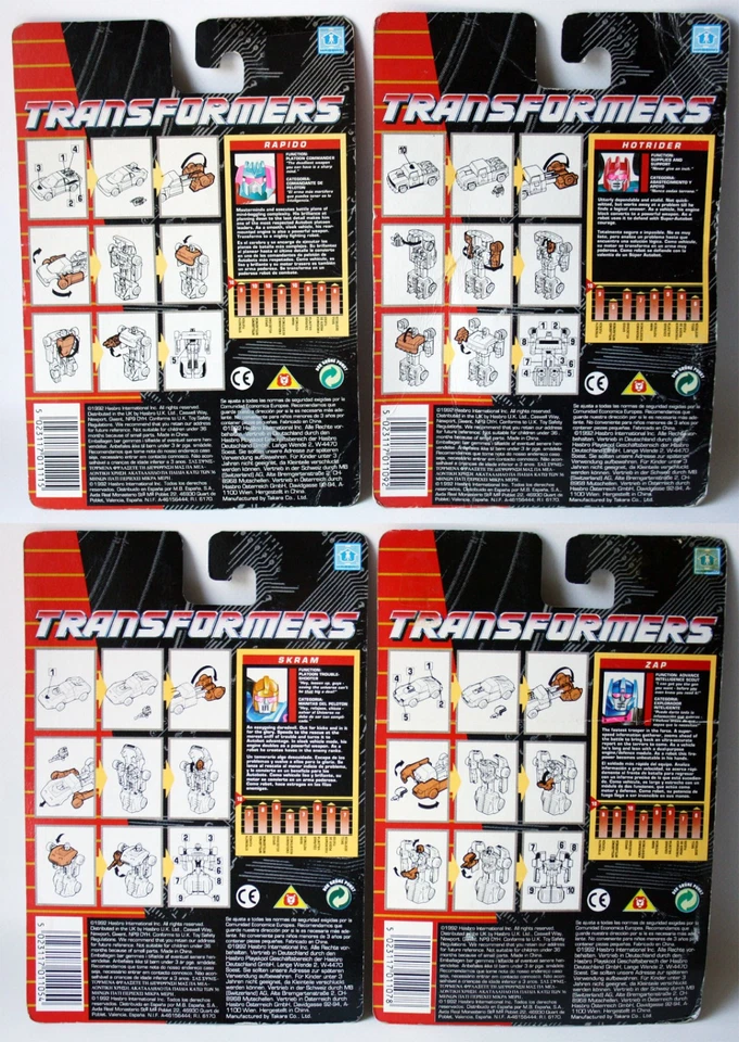 4x VINTAGE 1992 TRANSFORMERS G1 AXELERATOR SKRAM ZAP RAPIDO HOTRIDER NEW SEALED! - Image 2 of 4