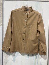 St John Sport Marie Gray Gold Trim Button Front jacket Blazer Size P