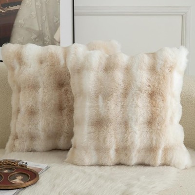 2er Set Luxus Dekorativ dicken Woll Kissenbezug Super Soft Wave Blase Plüschw...