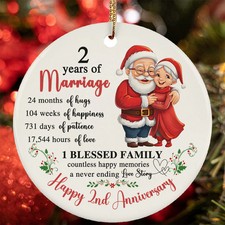 2 Years Of Marriage Ornament Happy 2nd Anniversary Santa Claus Christmas Gift