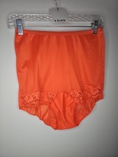 Vintage Vanity Fair Tri-Nylon Pillowtab Burnt Orange Panties Lace Detail Size 6
