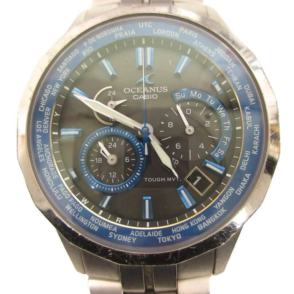 Reloj Casio Oceanus Manta OCW-S1400-1AJF Radio Solar Esfera Azul Marino Plateado De Japón