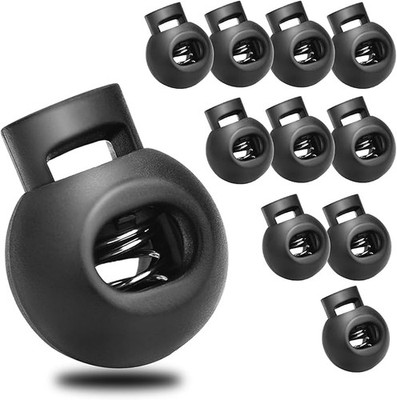 50Pack Single Hole Round Plastic Cord Locks Spring Toggle Stopper for Drawstr...