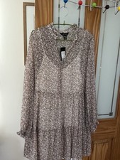 New Look Chiffon Tiered Dress With Separate Lining 14 With Tags