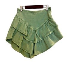 MOTHER Size 25 Loden Frost Green The Ruffle Mini Skirt