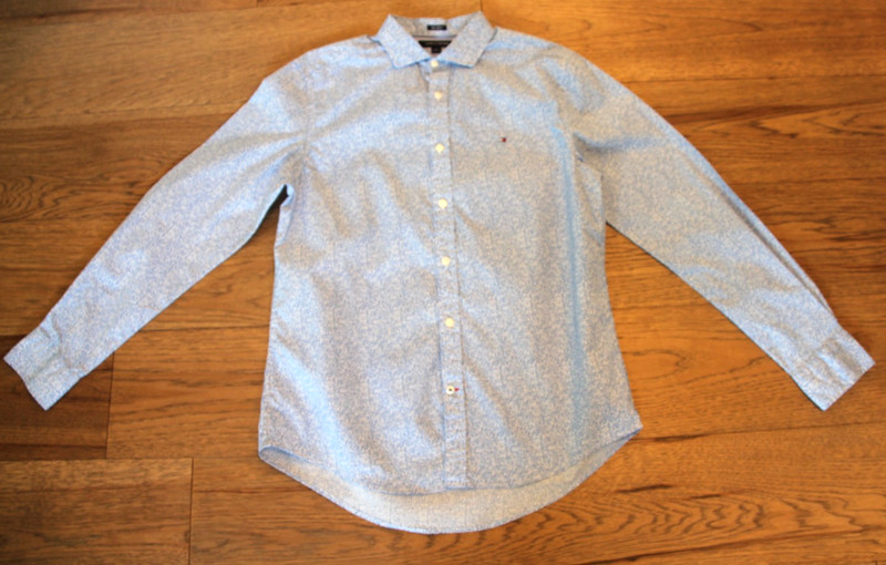 NWOT Tommy Hilfiger Shirt Mens Blue Floral Pattern 80's 2 ply SZ Medium