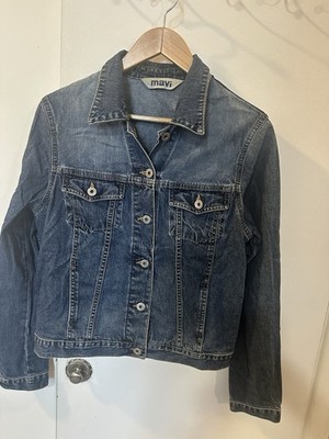 Mavi Kathy Women's Blue Denim Jacket Button Front Pockets Long Sleeve Size L