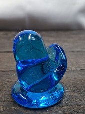 Leo Ward Bluebird of Happiness Blue Art Glass Bird Figurine Signed Dated 2009