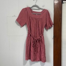 GAP Womens Rose Pink Linen Blend Square Neck Short Sleeve Mini Dress XS