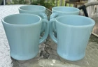 Lot of 4 Vintage Fire King turquoise or "delphite" blue D handle Mugs