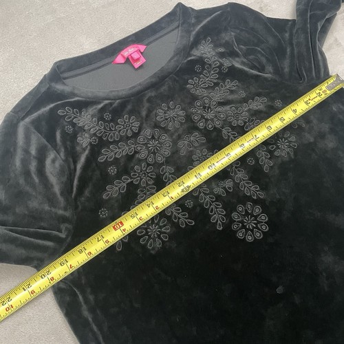Lilly Pulitzer Womens Onyx Black Rami Velour Floral Print Sweatshirt Size Large - Picture 6 of 11