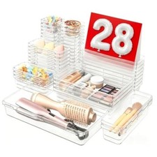 Military Grade Drawer Organizer for Vanity Bathroom Makeup Desk - Clear