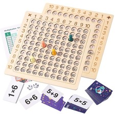 2 in 1 Multiplication Addition Math Board Game for Kids - Wooden Montessori M...