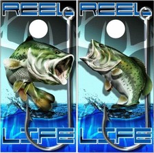 Bass Fish Carbon Life LAMINATED Cornhole Wrap Bag Toss Skin Decal Sticker