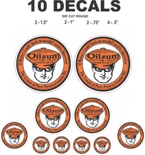 10 Round Oilzum Motor Oils and Lubricants Vinyl Decals
