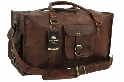 Grande Valise Et Sac De Voyage En Cuir Vintage Pour Homme – Marron, Bandoulière Réglable