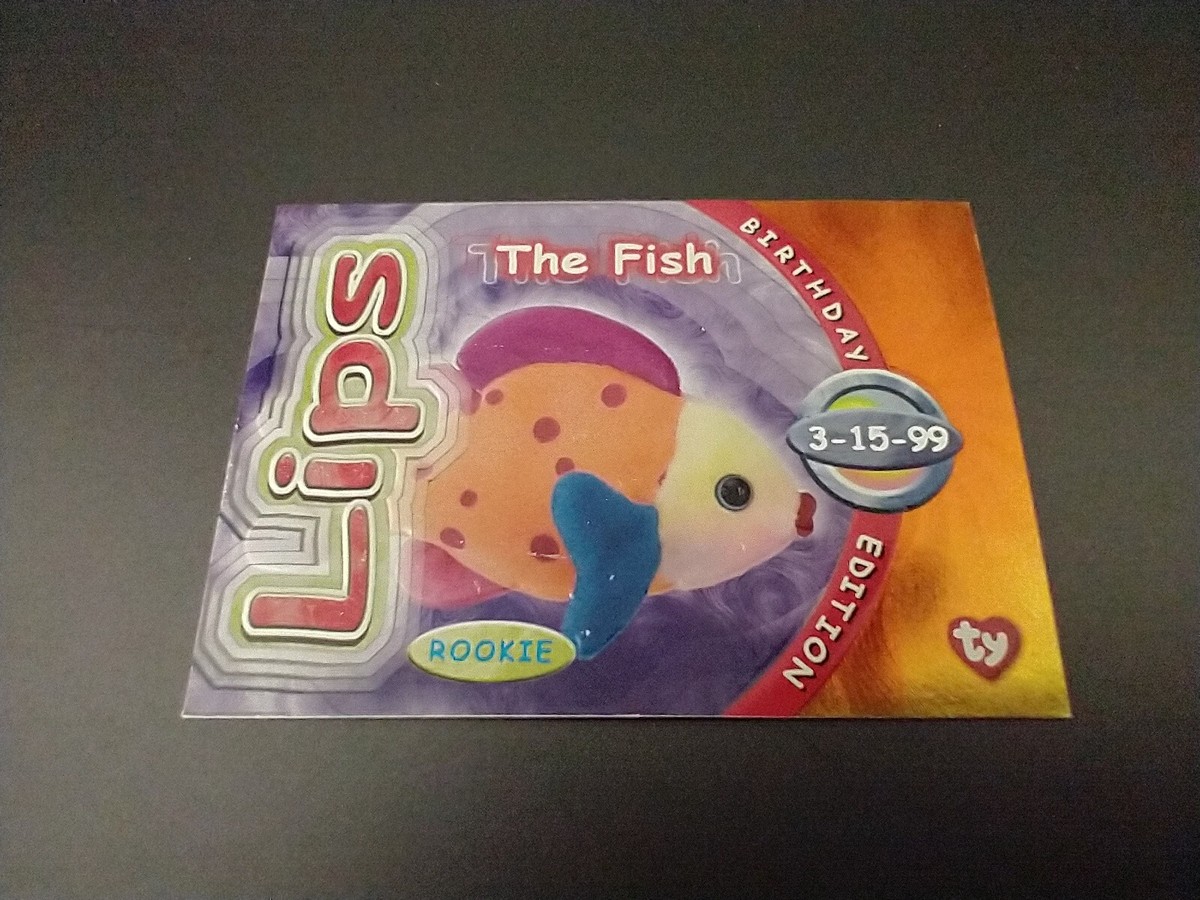Lips the Fish Ty Beanie Babies 2nd Edition S4 Rookie Birthday