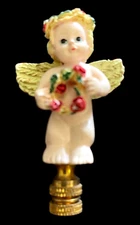 Vintage Cherub Cupid Angel Figurine Ceramic Porcelain Lamp Finial 3" x 2"
