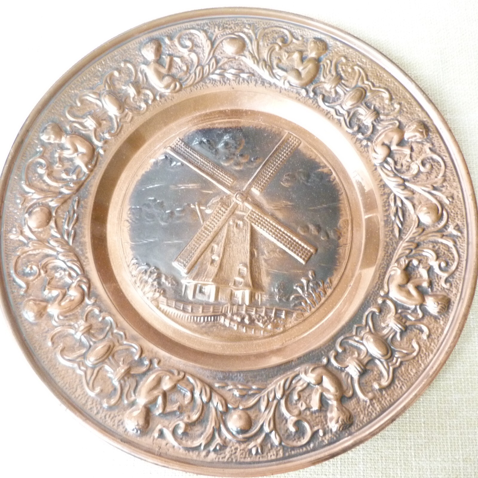 Vintage Copper Embossed Wall Plate 37cm Windmill eBay